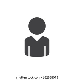 Person icon vector, filled flat sign, solid pictogram isolated on white. User account symbol, logo illustration. Pixel perfect