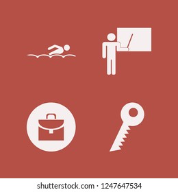 person icon. person vector icons set teacher at blackboard, key, briefcase and swimming