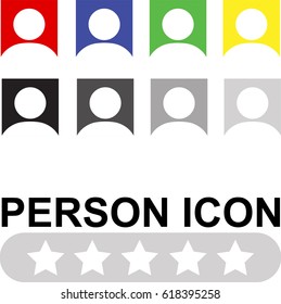 Person Icon. Vector illustration of a person. 5 star icon.