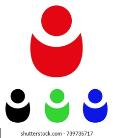 Person icon. Vector illustration style is a flat iconic person symbol with black, red, green, blue color variants. Designed for web and software interfaces.