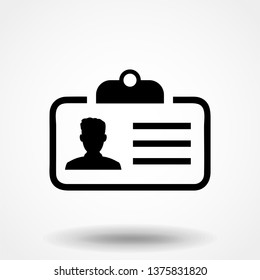 Person icon vector male user profile avatar symbol with identity card in glyph pictogram illustration