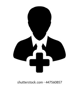 Person Icon Vector Plus Symbol for Add New User Profile Male Avatar in Flat Color Glyph Pictogram illustration