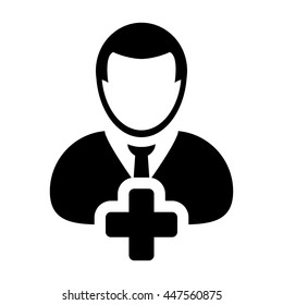 Person Icon Vector Plus Symbol for Add New User Profile Male Avatar in Flat Color Glyph Pictogram illustration