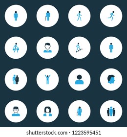 Person icons colored set with smart man, greybeard, businessman and other clever elements. Isolated vector illustration person icons.