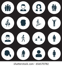Person Icons Set. Collection Of Beloveds, Network, Group And Other Elements. Also Includes Symbols Such As Gentleman, Head, Businessman.