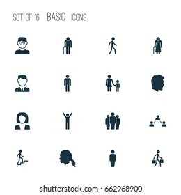 Person Icons Set. Collection Of Family, Member, Jogging And Other Elements. Also Includes Symbols Such As Head, Person, Member.