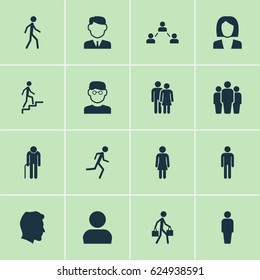 Person Icons Set. Collection Of Grandpa, Gentleman, Member Elements. Also Includes Symbols Such As Team, Avatar, Ladder.