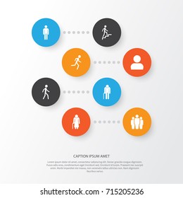 Person Icons Set. Collection Of Group, Old Woman, User And Other Elements. Also Includes Symbols Such As Group, Jogging, Running.