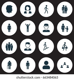 Person Icons Set. Collection Of Ladder, Group, Gentleman And Other Elements. Also Includes Symbols Such As Old, Grandpa, Male.