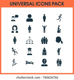 Person Icons Set With Member, Beloveds, Happy And Other Raised Hand Elements. Isolated Vector Illustration Person Icons.