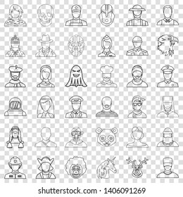 Person icons set. Outline style of 36 person vector icons for web for any design