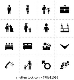 Person icons. vector collection filled person icons. includes symbols such as case, car electrician, skycrapers cleaning. use for web, mobile and ui design.