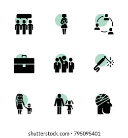 Person icons. vector collection filled person icons set.. includes symbols such as case, businessman group, communication, group, welding. use for web, mobile and ui design.