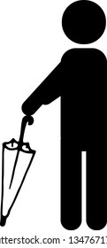 Person Icons Vector. Man holding an umbrella design. Dull human drawing style.