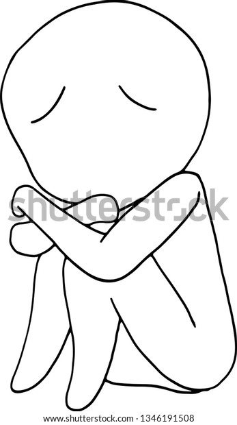 Person Hugging Knees Drawing - Ondepode Wallpaper