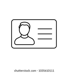 Person ID card. Login man profile. Male user icon. Vector line