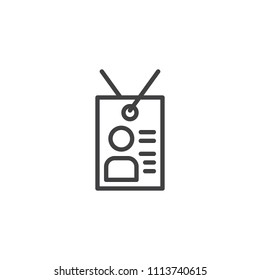 Person Id card outline icon. linear style sign for mobile concept and web design. Personal Identification card badge simple line vector icon. Symbol, logo illustration. Pixel perfect vector graphics
