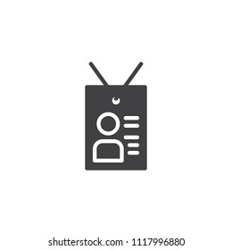 Person Id card vector icon. filled flat sign for mobile concept and web design. Personal Identification card badge simple solid icon. Symbol, logo illustration. Pixel perfect vector graphics