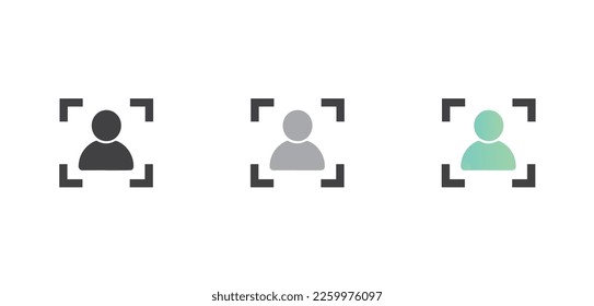 person id recognition concept flat modern vector icon isolated on white background in three different styles. Id recognition verification icon vector eps10.