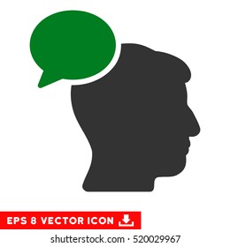 Person Idea EPS vector pictogram. Illustration style is flat iconic bicolor green and gray symbol on white background.
