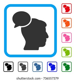 Person Idea icon. Flat grey iconic symbol in a light blue rounded frame. Black, gray, green, blue, red, orange color variants of Person Idea vector. Designed for web and app UI.