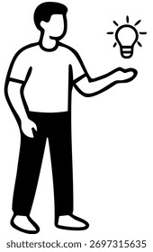Pessoa com ideia representando o pensamento inteligente e o conceito de invenção