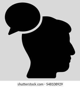 Person Idea vector icon. Style is flat graphic symbol, black color, light gray background.
