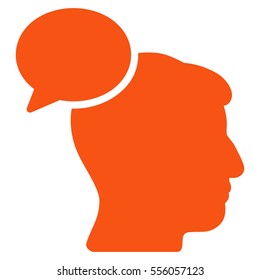 Person Idea vector icon. Style is flat graphic symbol, orange color, white background.