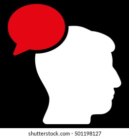 Person Idea vector pictogram. Style is flat graphic bicolor symbol, red and white colors, black background.