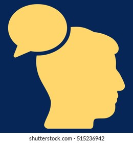 Person Idea vector pictogram. Style is flat graphic symbol, yellow color, blue background.