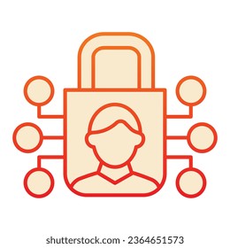 Person identification and lock flat icon. User recognition and padlock red icons in trendy flat style. Biometric access gradient style design, designed for web and app. Eps 10