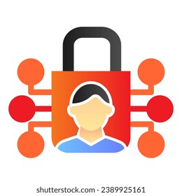 Person identification and lock flat icon. User recognition and padlock color icons in trendy flat style. Biometric access gradient style design, designed for web and app. Eps 10