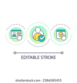 Person identification loop concept icon. Security verification. Safety validation. Protection service abstract idea thin line illustration. Isolated outline drawing. Editable stroke. Arial font used