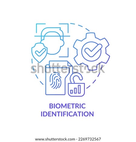 Person identity validation blue gradient concept icon. Web wallet. Secure internet banking feature abstract idea thin line illustration. Isolated outline drawing. Myriad Pro-Bold font used