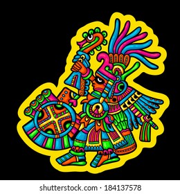 Person. Illustration of the Maya object. Maya design elements.