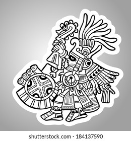 Person. Illustration of the Maya object. Maya design elements.