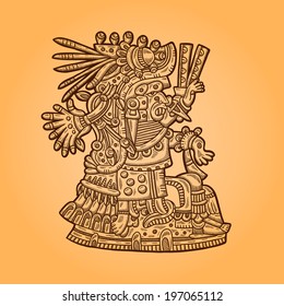 Person. Illustration of the Maya object. Maya design elements. 