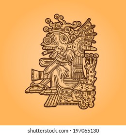 Person. Illustration of the Maya object. Maya design elements. 