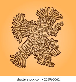 Person. Illustration of the Maya object. Maya design elements.