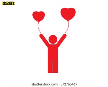 person inflatable balloon, icon, vector illustration eps10