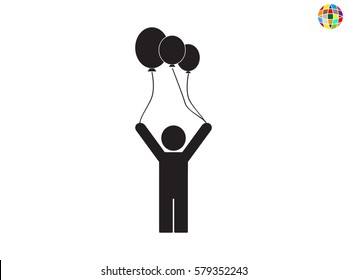 person inflatable balloon, icon, vector illustration eps10
