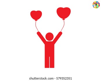 person inflatable balloon, icon, vector illustration eps10