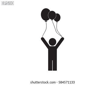 person inflatable balloon, icon, vector illustration eps10