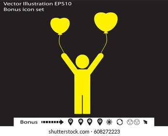 person inflatable balloon, icon, vector illustration eps10