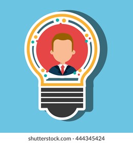 person inside bulb design, vector illustration eps10 graphic 
