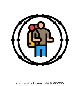 person inside circle of barbed wire color icon vector. person inside circle of barbed wire sign. isolated symbol illustration