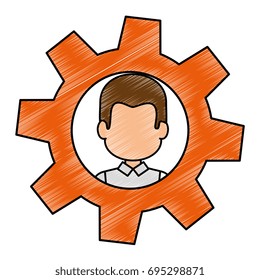 Person inside gear