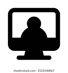 Person inside monitor, concept icon of online user