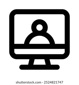 Person inside monitor, concept icon of online user