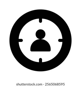 A person inside a target, representing focus, goals, or user targeting vector design